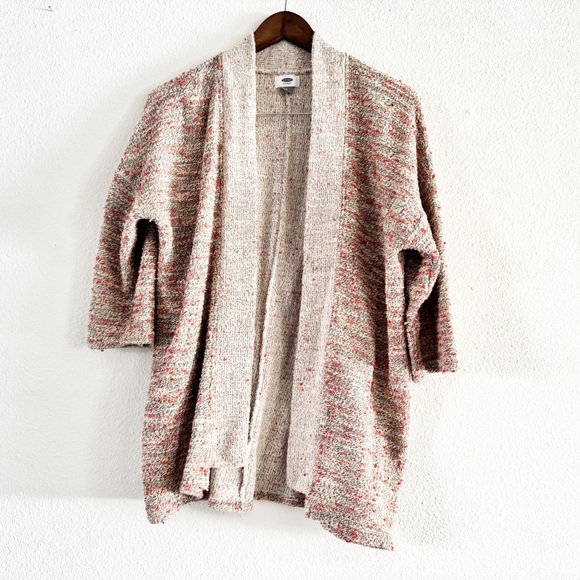 Marled Knit Open Front Cardigan Kimono Peach Fuzzy Sz Large Relaxed Fit Slouchy - Picture 1 of 10
